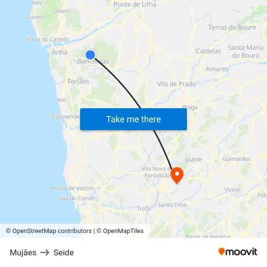 Mujães to Seide map