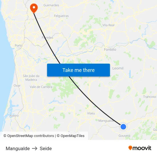 Mangualde to Seide map