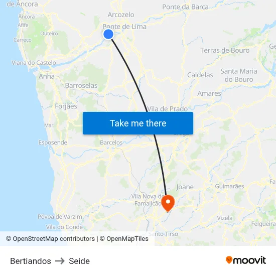 Bertiandos to Seide map