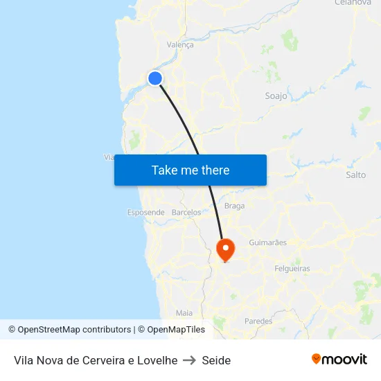 Vila Nova de Cerveira e Lovelhe to Seide map