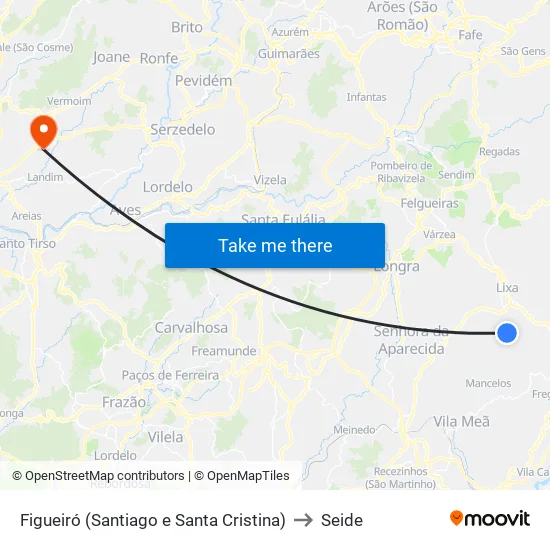 Figueiró (Santiago e Santa Cristina) to Seide map