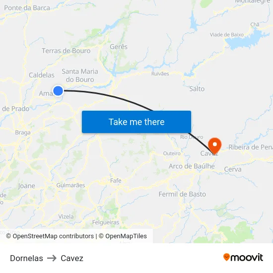 Dornelas to Cavez map