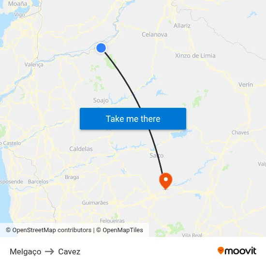 Melgaço to Cavez map