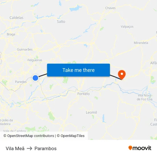 Vila Meã to Parambos map