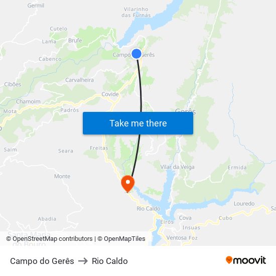 Campo do Gerês to Rio Caldo map