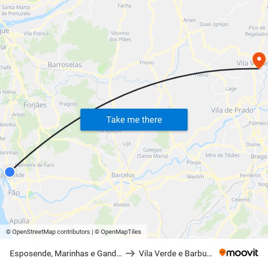 Esposende, Marinhas e Gandra to Vila Verde e Barbudo map