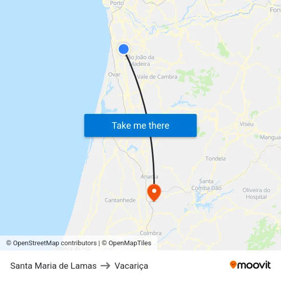 Santa Maria de Lamas to Vacariça map