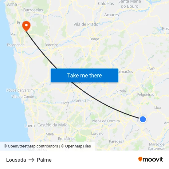 Lousada to Palme map