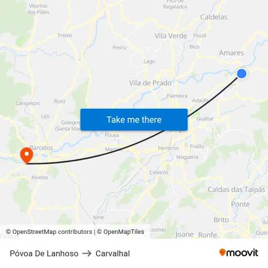 Póvoa De Lanhoso to Carvalhal map