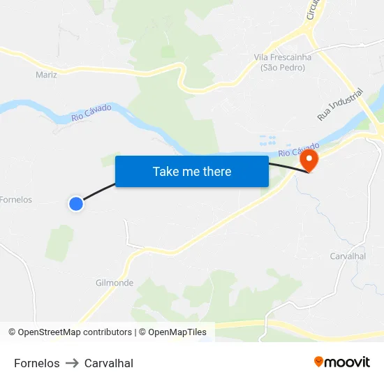 Fornelos to Carvalhal map