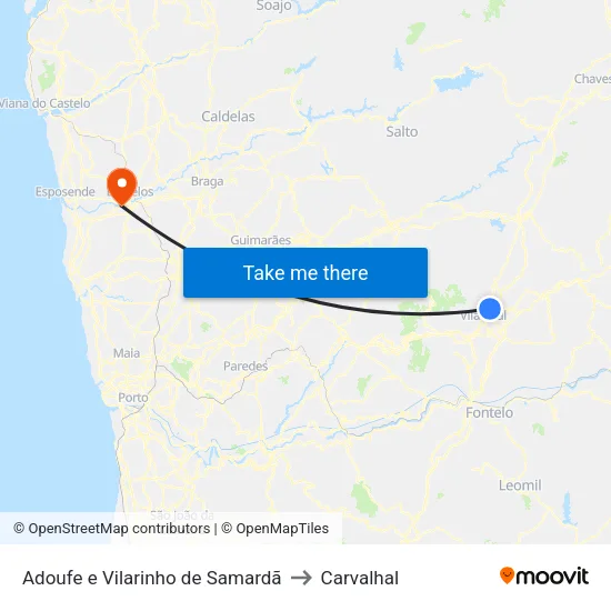 Adoufe e Vilarinho de Samardã to Carvalhal map