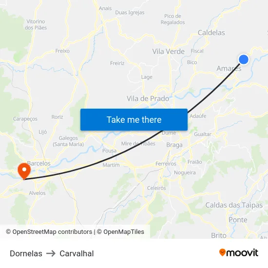 Dornelas to Carvalhal map