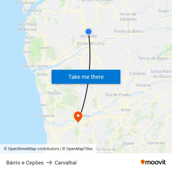Bárrio e Cepões to Carvalhal map