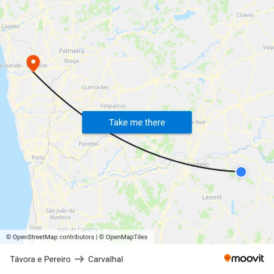 Távora e Pereiro to Carvalhal map