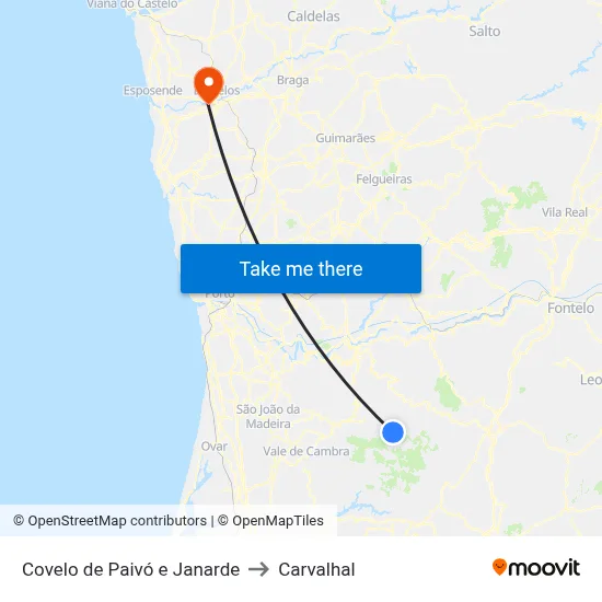 Covelo de Paivó e Janarde to Carvalhal map