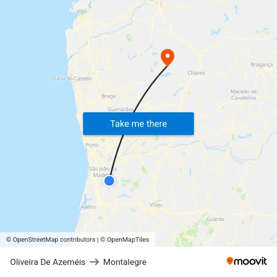 Oliveira De Azeméis to Montalegre map