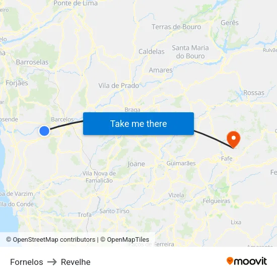 Fornelos to Revelhe map
