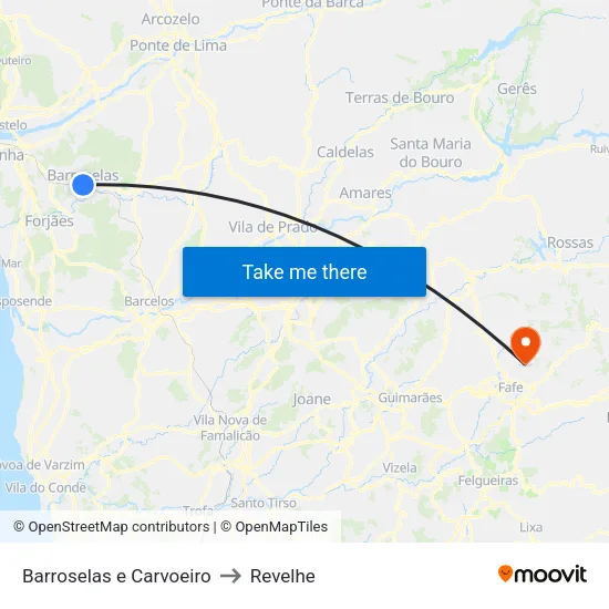 Barroselas e Carvoeiro to Revelhe map