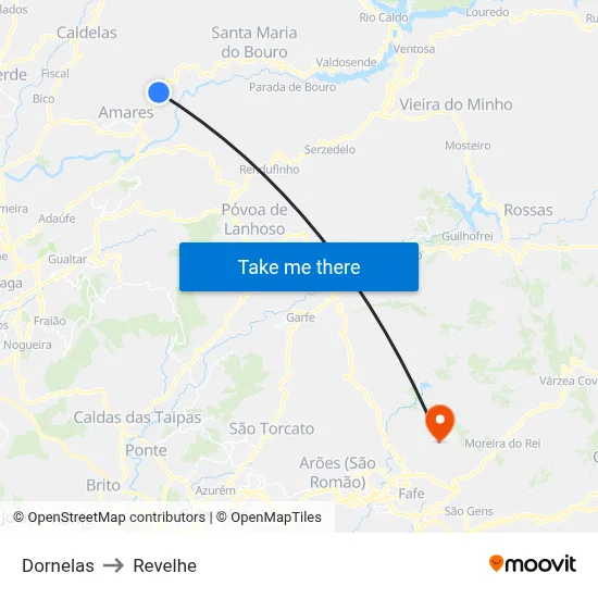 Dornelas to Revelhe map