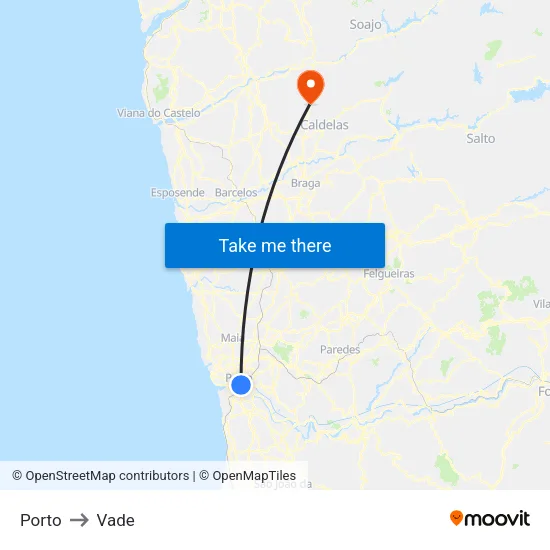 Porto to Vade map