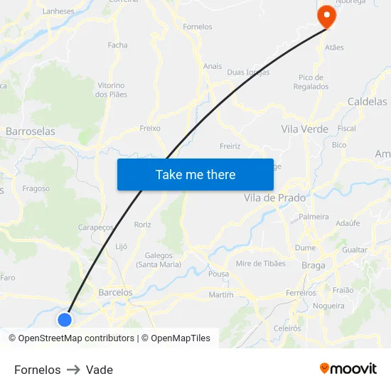 Fornelos to Vade map
