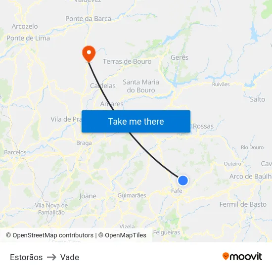 Estorãos to Vade map