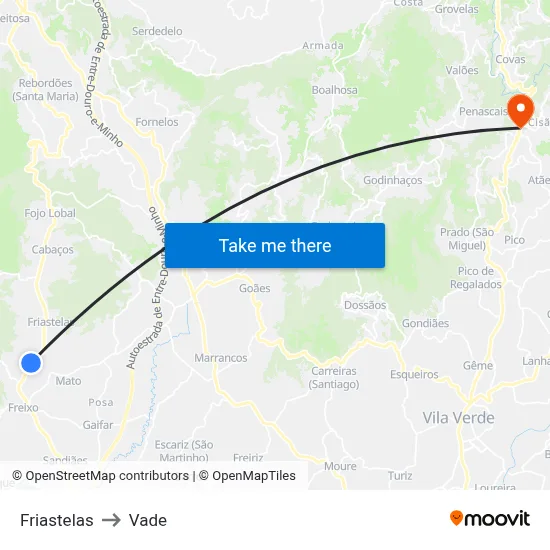 Friastelas to Vade map