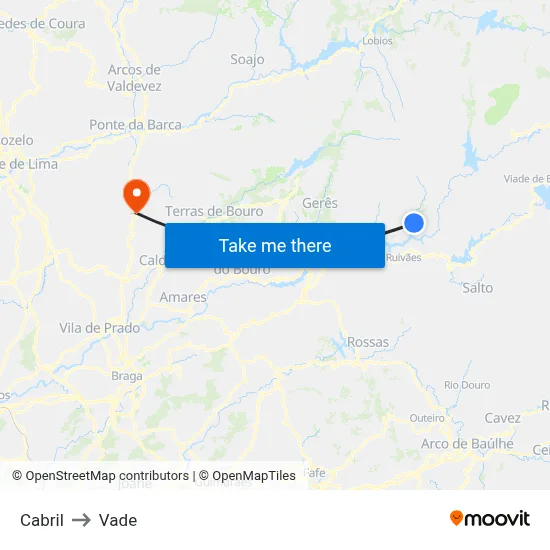 Cabril to Vade map