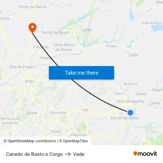 Canedo de Basto e Corgo to Vade map