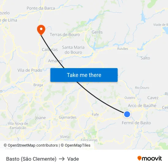 Basto (São Clemente) to Vade map