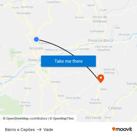 Bárrio e Cepões to Vade map