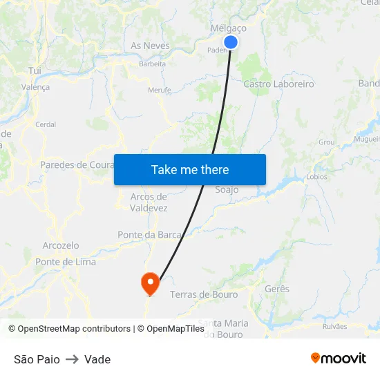 São Paio to Vade map
