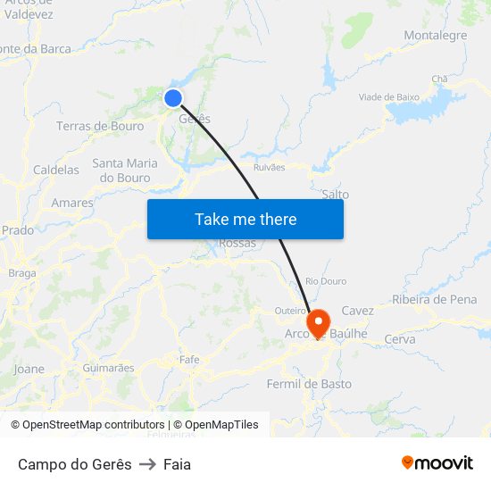 Campo do Gerês to Faia map
