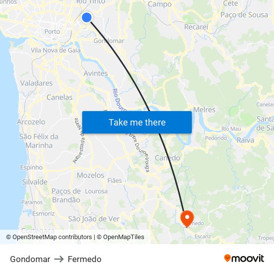Gondomar to Fermedo map