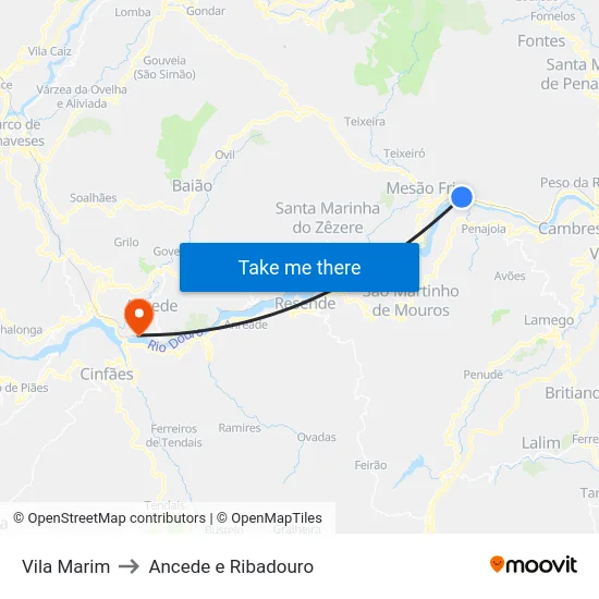 Vila Marim to Ancede e Ribadouro map