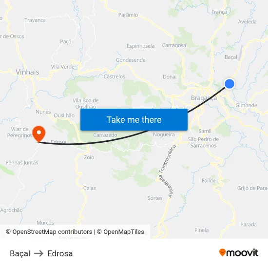 Baçal to Edrosa map