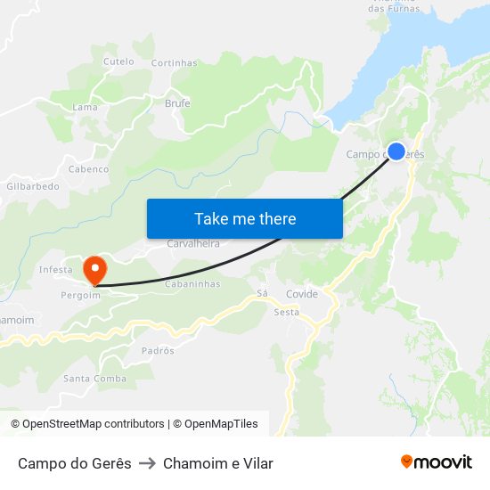 Campo do Gerês to Chamoim e Vilar map
