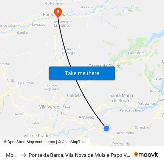 Monsul to Ponte da Barca, Vila Nova de Muía e Paço Vedro de Magalhães map