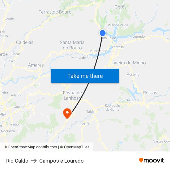 Rio Caldo to Campos e Louredo map