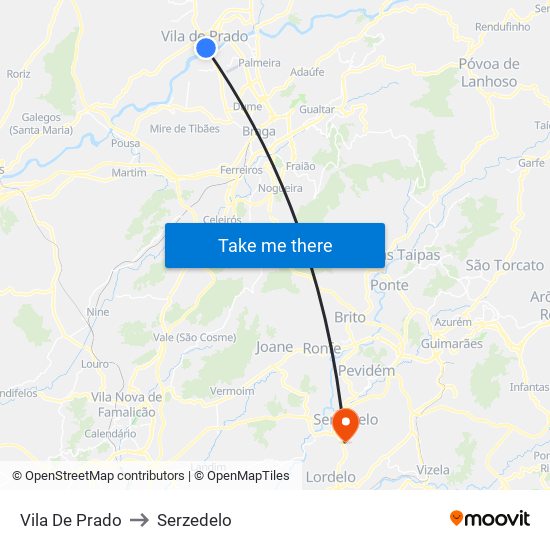Vila De Prado to Serzedelo map