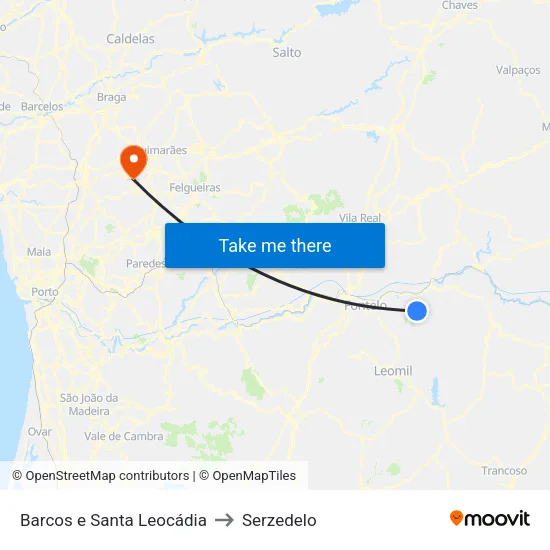 Barcos e Santa Leocádia to Serzedelo map