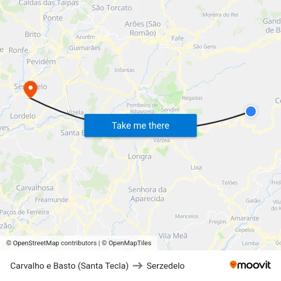 Carvalho e Basto (Santa Tecla) to Serzedelo map