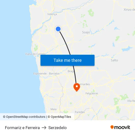 Formariz e Ferreira to Serzedelo map