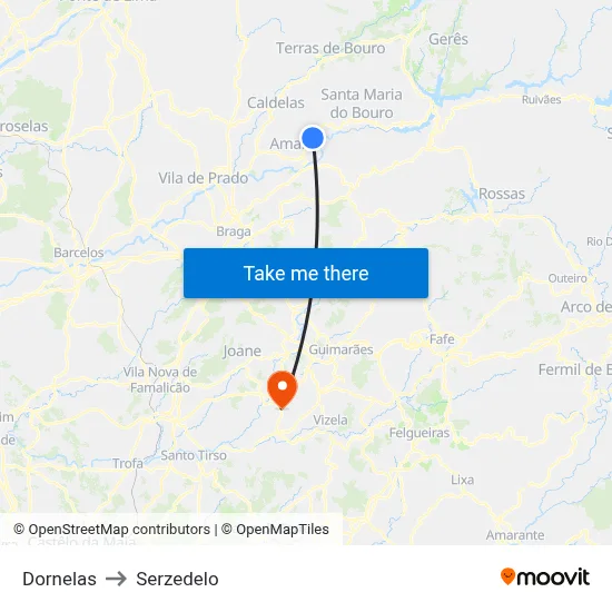 Dornelas to Serzedelo map