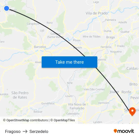 Fragoso to Serzedelo map