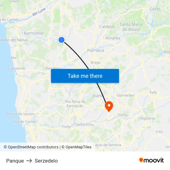 Panque to Serzedelo map