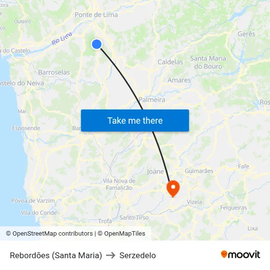 Rebordões (Santa Maria) to Serzedelo map