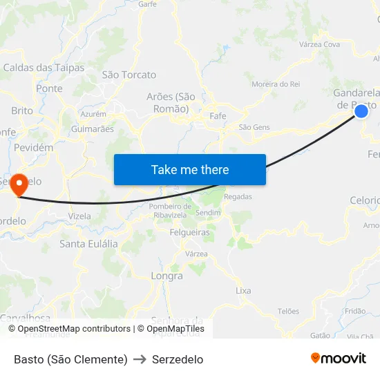 Basto (São Clemente) to Serzedelo map
