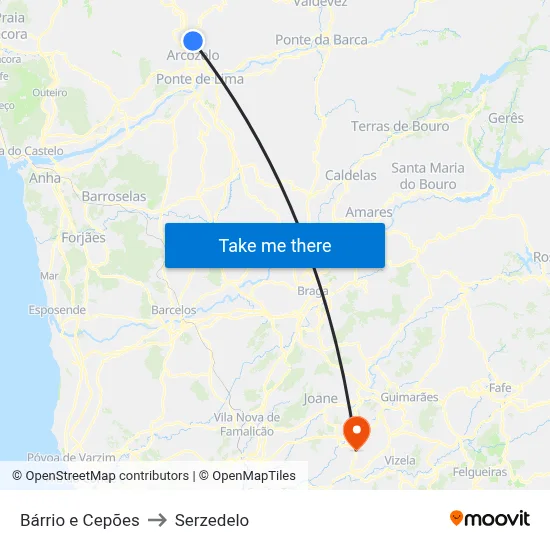 Bárrio e Cepões to Serzedelo map