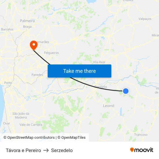 Távora e Pereiro to Serzedelo map